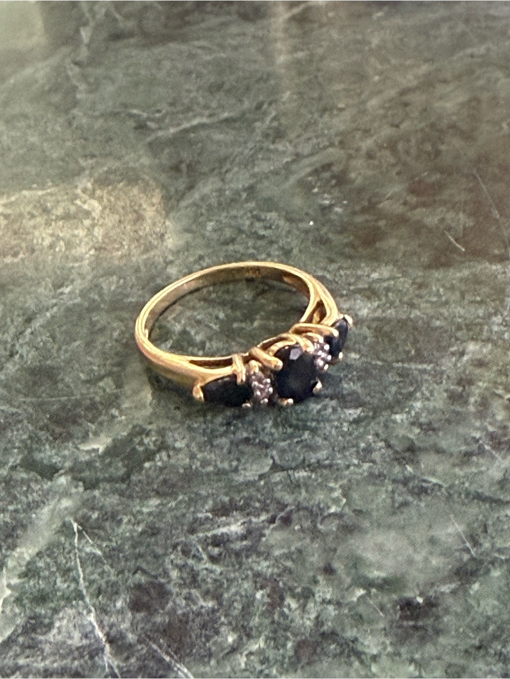 14 Karat Gold Ring with Sapphire and Diamond
